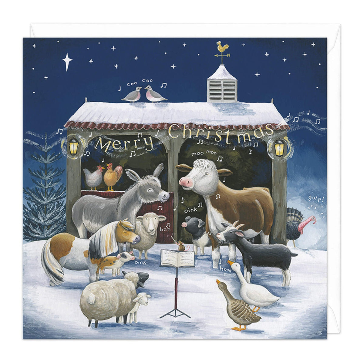 Whistlefish Christmas Card - Farmyard Carols