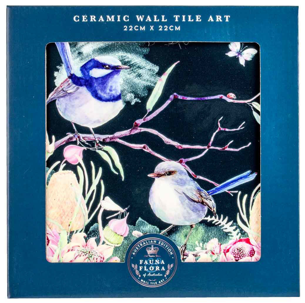 Australian Fauna Ceramic Tile Wall Art - Blue Wren