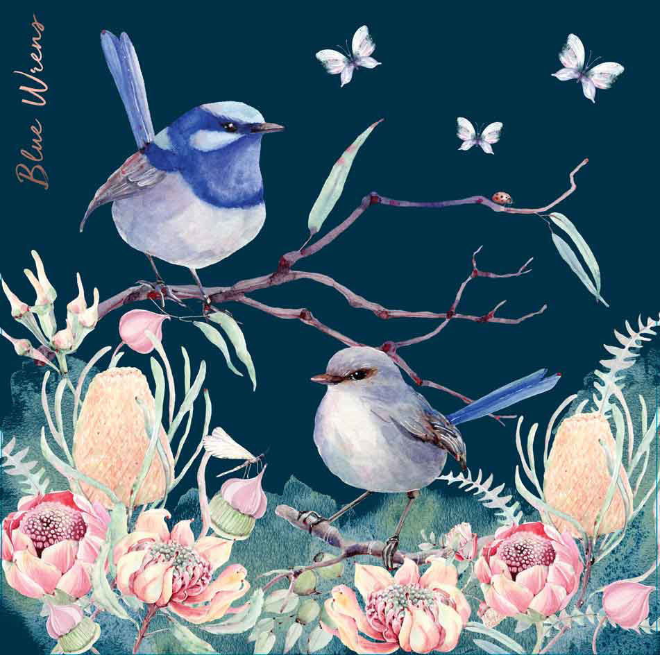 Australian Fauna Ceramic Tile Wall Art - Blue Wren