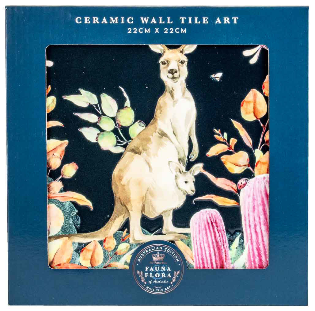 Australian Fauna Ceramic Tile Wall Art - Kangaroo