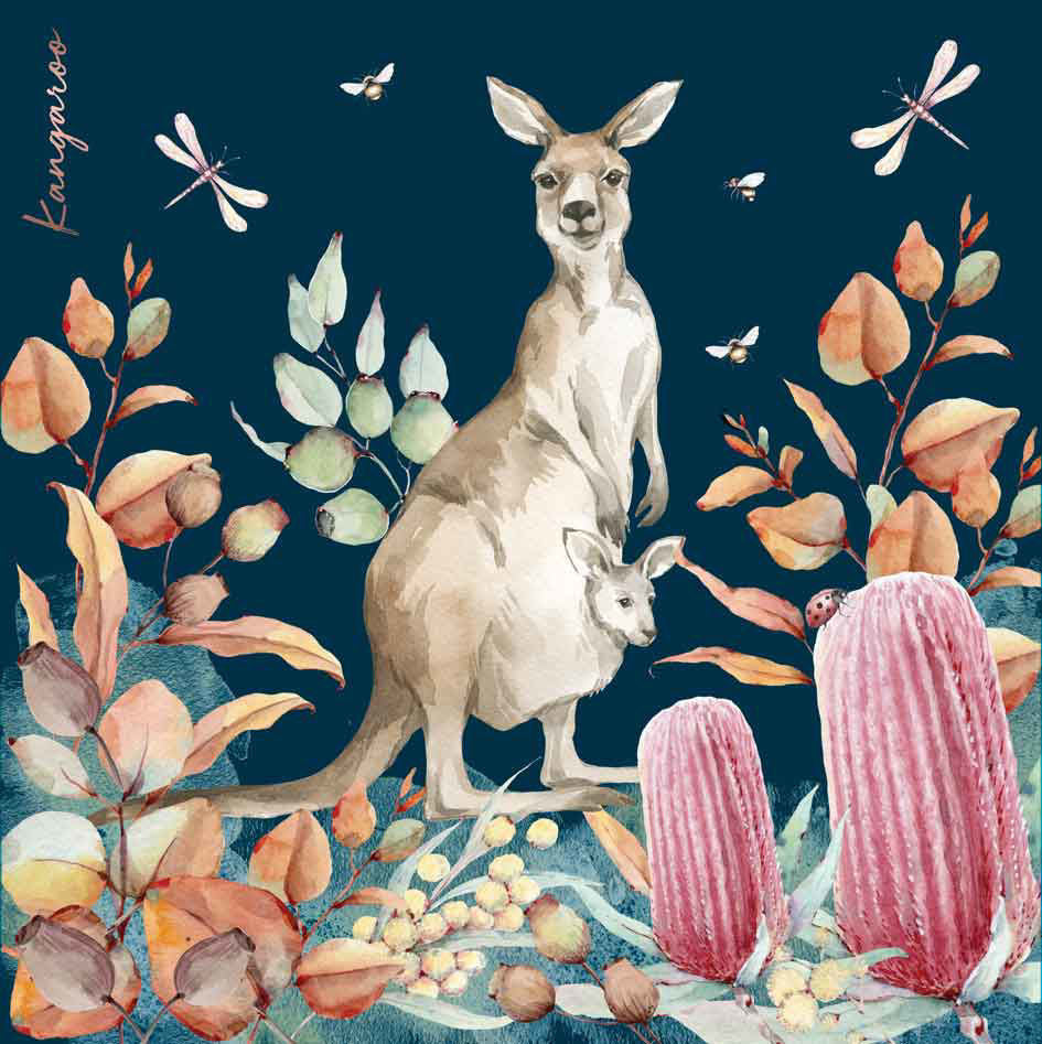 Australian Fauna Ceramic Tile Wall Art - Kangaroo