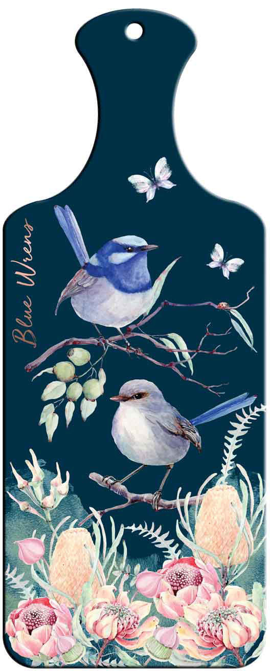 Australian Fauna Ceramic Paddle Wall Art - Blue Wren