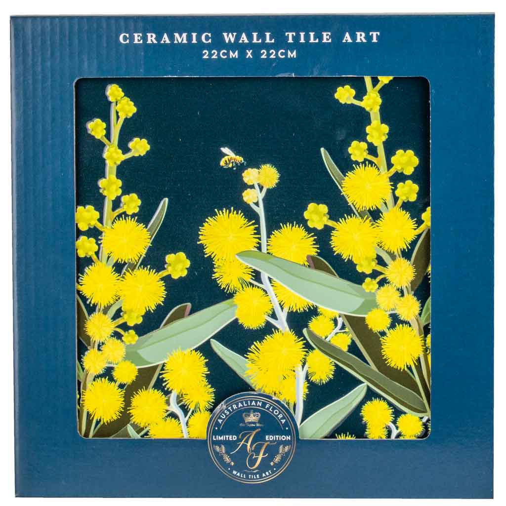 Australian Flora Ceramic Tile Wall Art - Golden Wattle