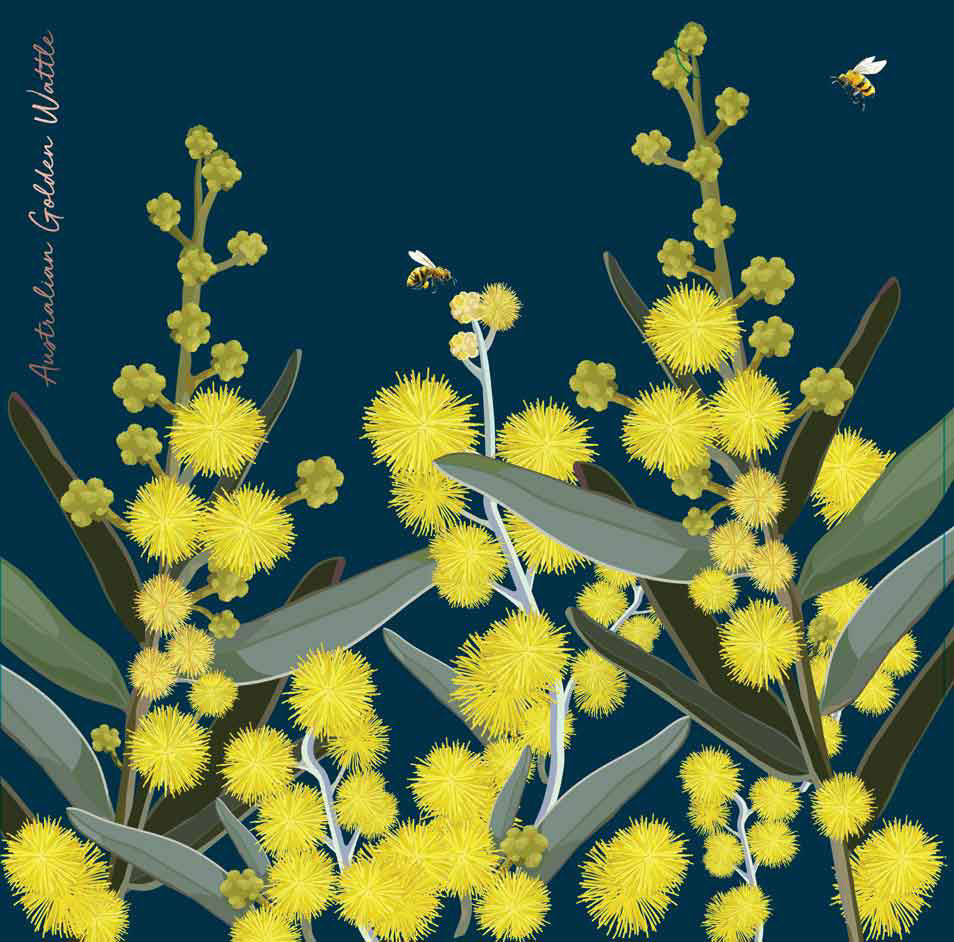 Australian Flora Ceramic Tile Wall Art - Golden Wattle
