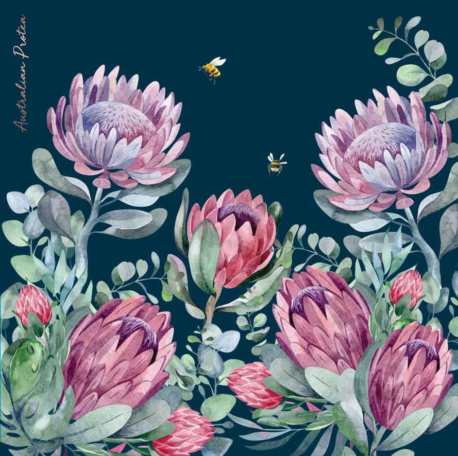 Australian Flora Ceramic Tile Wall Art - Protea