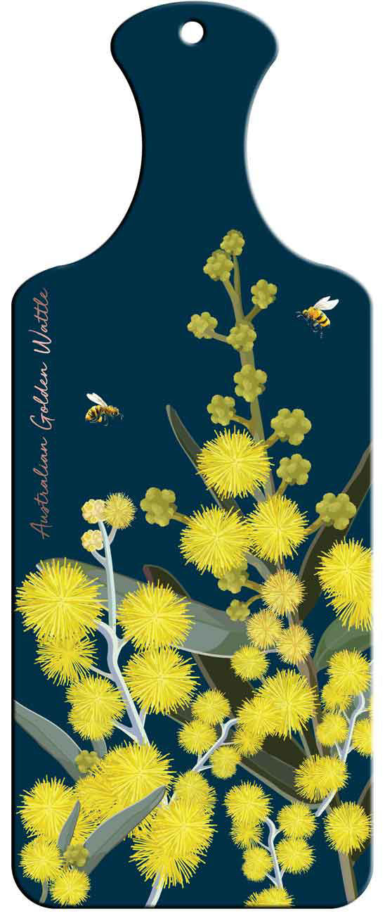 Australian Flora Ceramic Paddle Wall Art - Golden Wattle