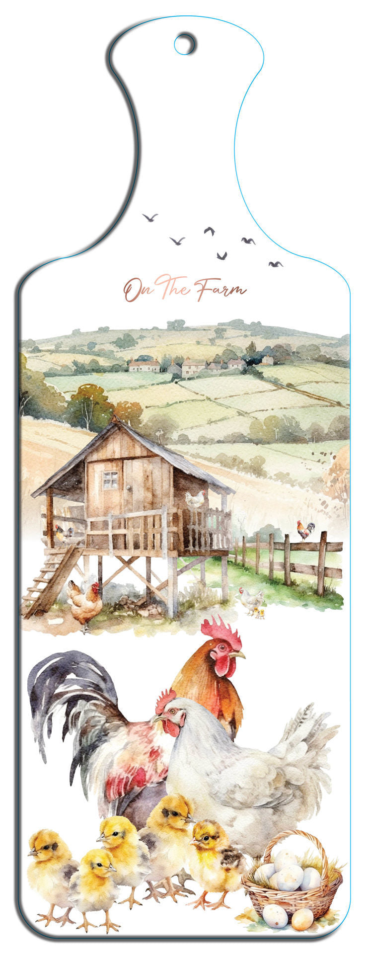 On The Farm Ceramic Paddle Wall Art - Chicken