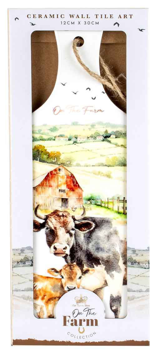 On The Farm Ceramic Paddle Wall Art - Cow