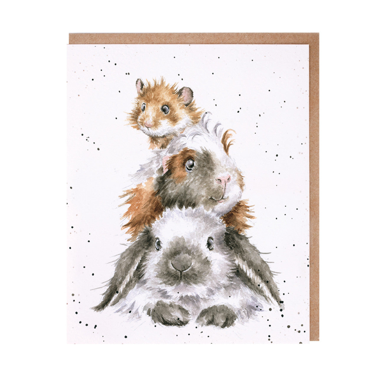 Wrendale Designs Card - Piggy in the Middle (Hamster, Guinea Pig & Rabbit)
