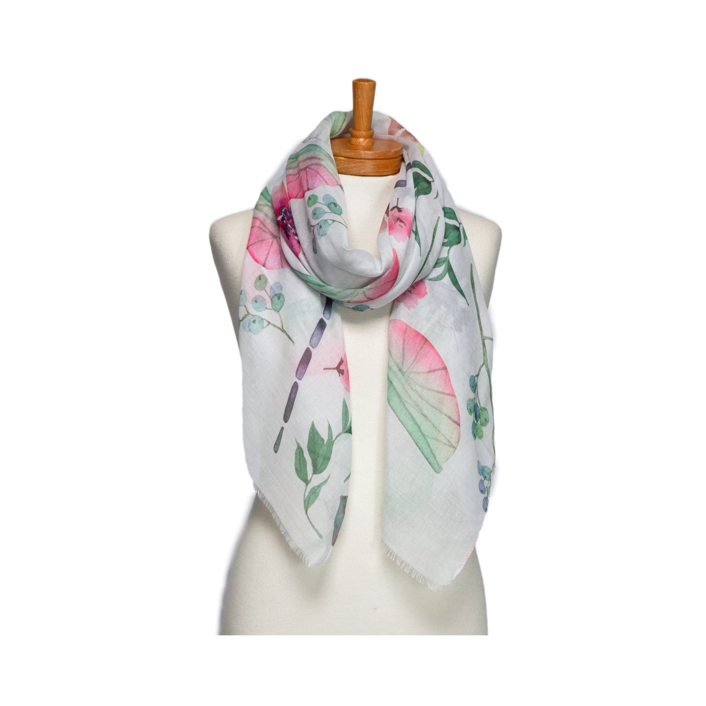 White Dragonfly Garden Scarf