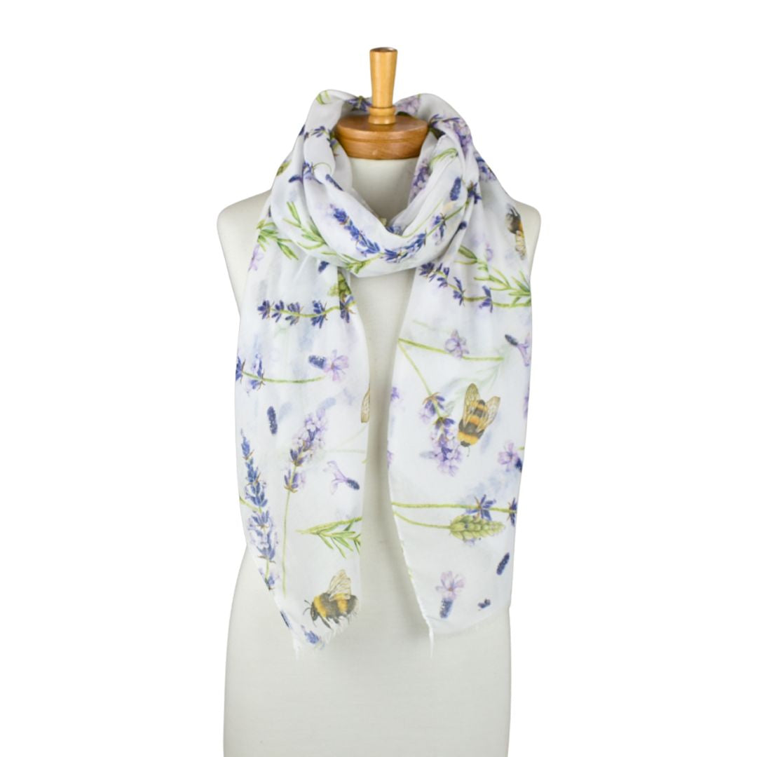 Lavender Bees Garden Scarf