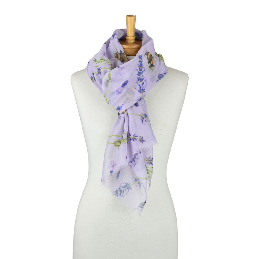 Lavender Bees Garden Scarf