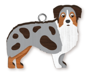 Handmade Wooden Dog Keyring - Australian Shepherd