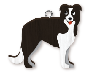 Handmade Wooden Dog Keyring - Border Collie