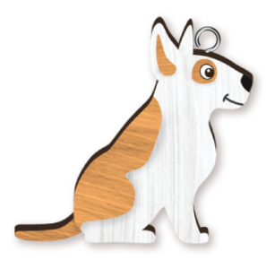 Handmade Wooden Dog Keyring - Bull Terrier