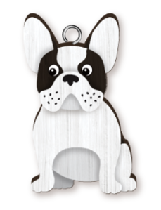 Handmade Wooden Dog Keyring - Bulldog