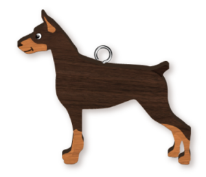 Handmade Wooden Dog Keyring - Doberman