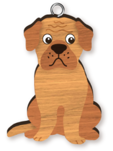 Handmade Wooden Dog Keyring - French Mastiff