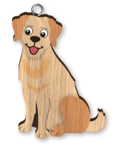 Handmade Wooden Dog Keyring - Golden Retriever