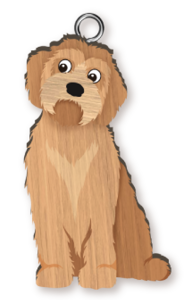 Handmade Wooden Dog Keyring - Groodle