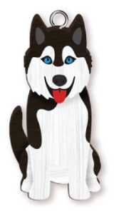 Handmade Wooden Dog Keyring - Husky