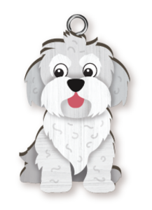 Handmade Wooden Dog Keyring - Maltese