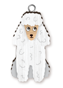 Handmade Wooden Dog Keyring - Poodle