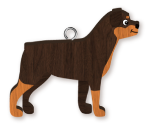 Handmade Wooden Dog Keyring - Rottweiler