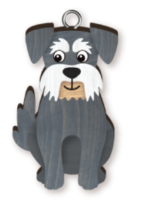 Handmade Wooden Dog Keyring - Schnauzer