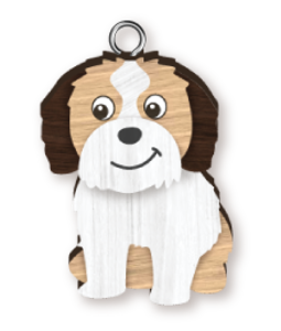 Handmade Wooden Dog Keyring - Shih Tzu
