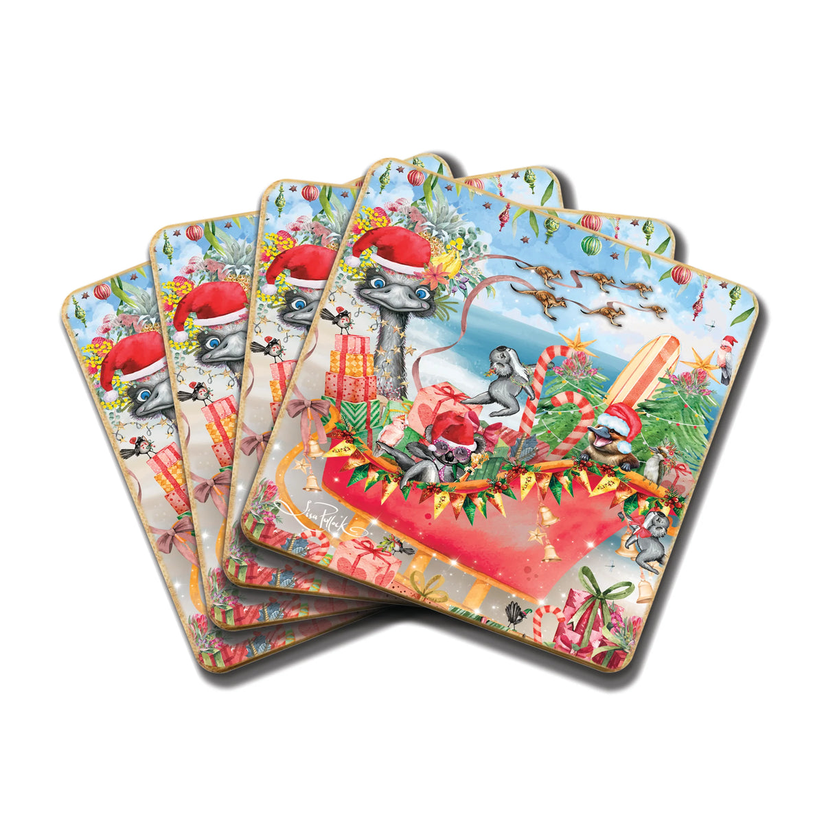 Bamboo Coasters Set of 4 - Festive Frivolities