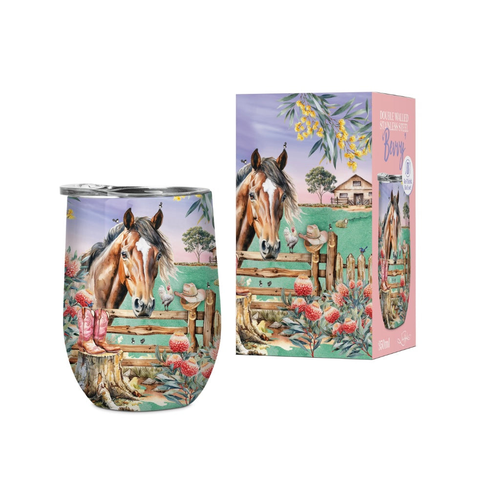 Double Walled Stainless Steel 'Bevvy' Mug (350ml) - Country Dusk