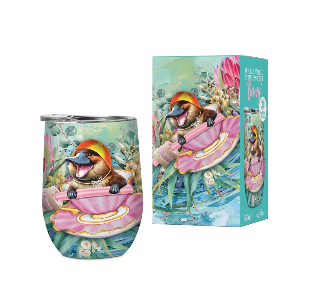 Double Walled Stainless Steel 'Bevvy' Mug (350ml) - Lifesaver Platypus