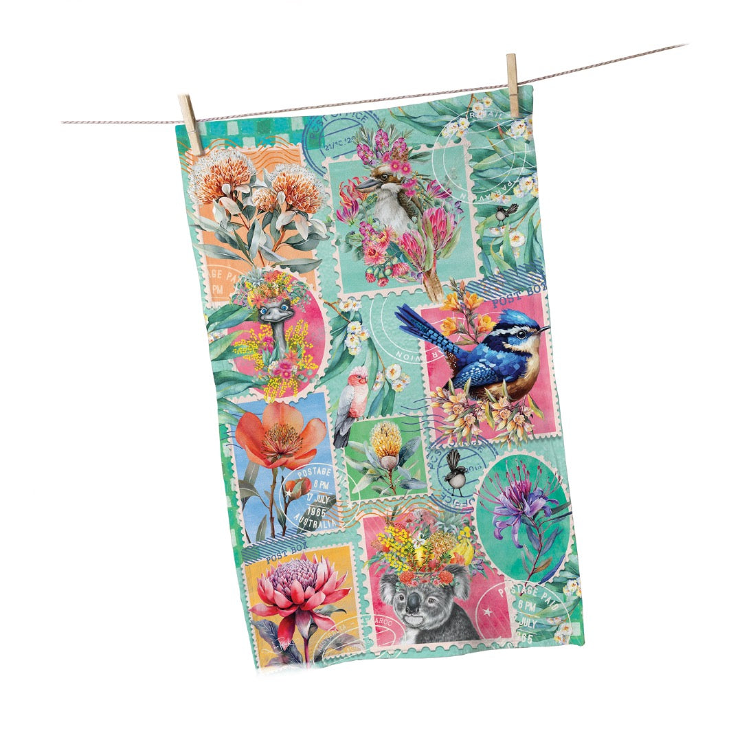 Cotton Tea Towel - Pretty Postage