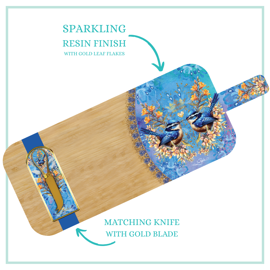 Resin Large Bamboo Serving Board with Cheese Knife - Royal Wrens