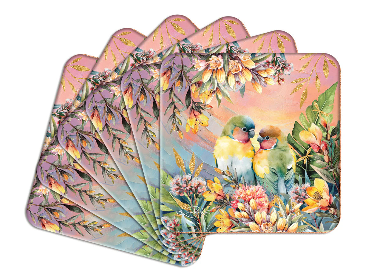 Coasters - Sunset Lovebirds (Set of 6)