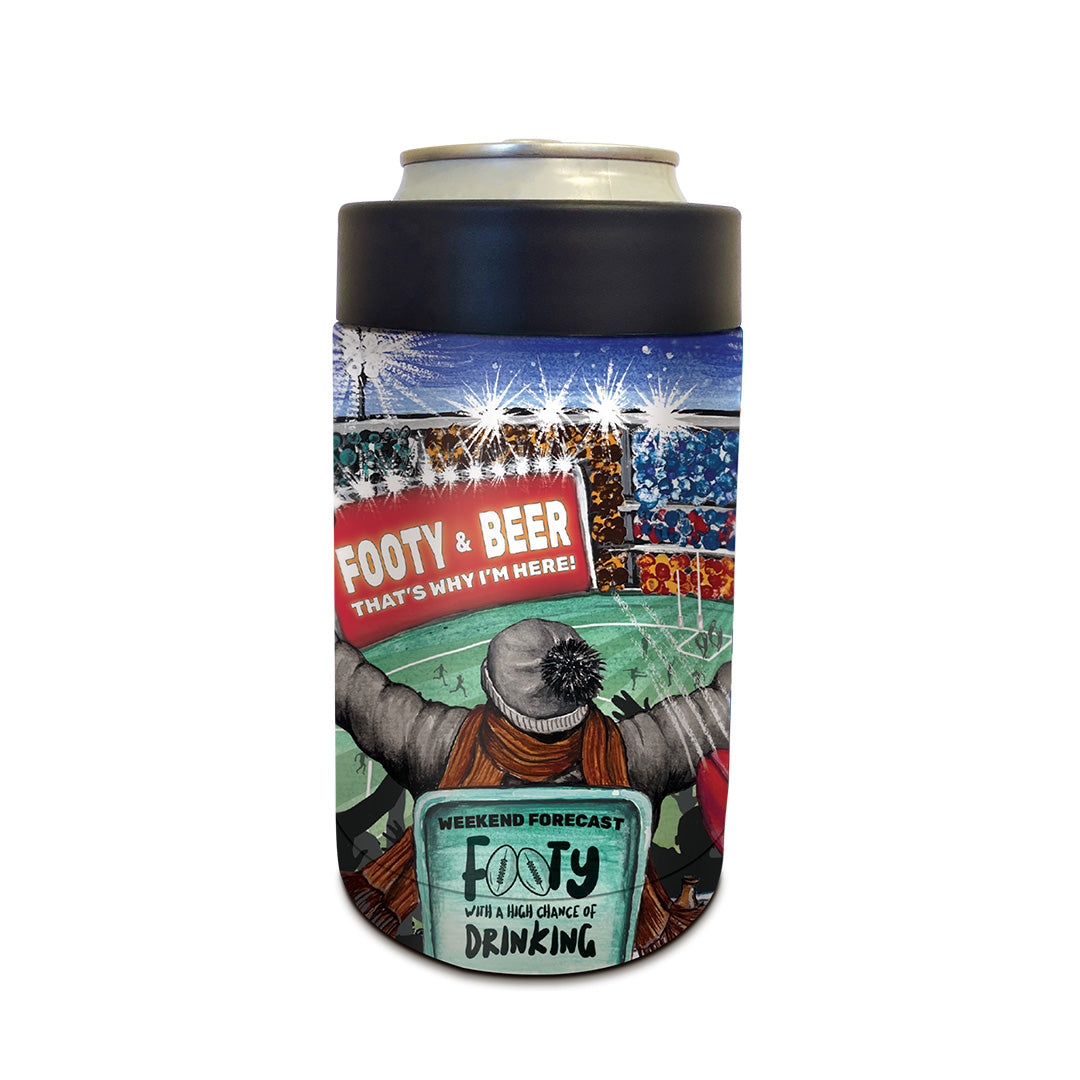 Double Walled Stainless Steel ‘Coldie’ Cooler - AFL Footy & Beer