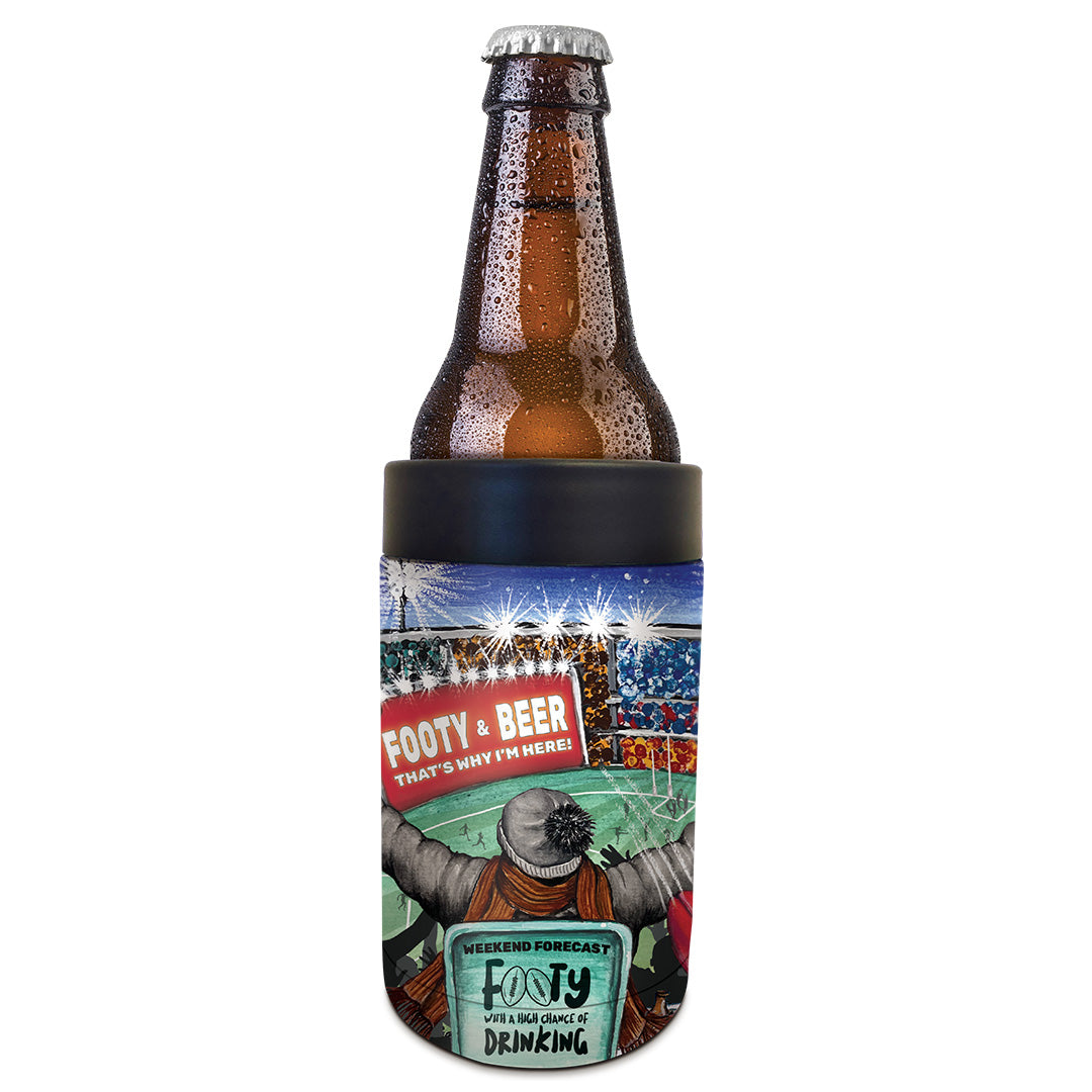 Double Walled Stainless Steel ‘Coldie’ Cooler - AFL Footy & Beer