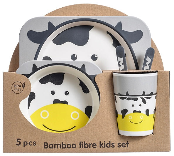Kids Bamboo Dinner Set - Cow
