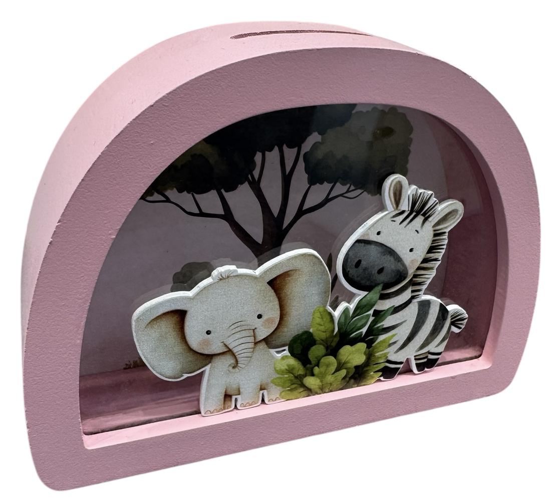 Cute Safari Animals - Pink Money Box