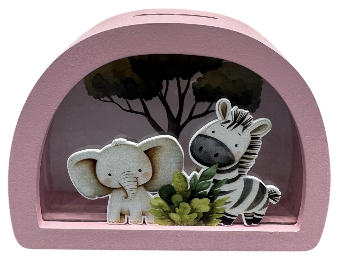 Cute Safari Animals - Pink Money Box