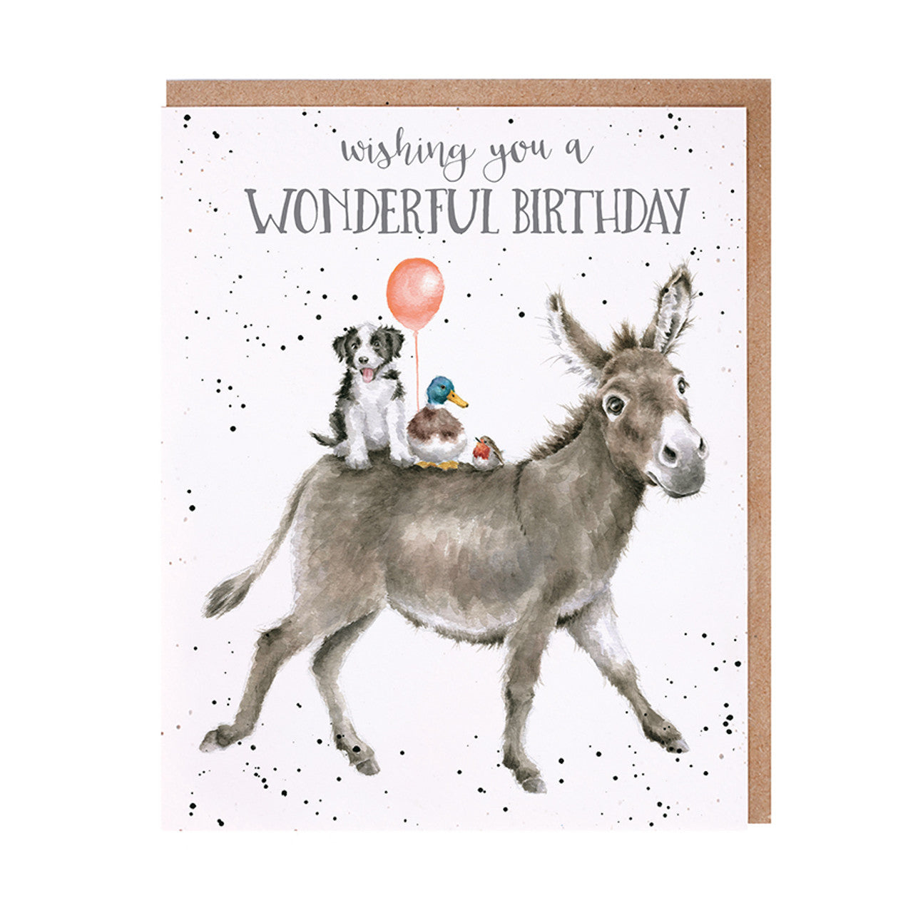 Wrendale Designs Card - Wonderful Birthday (Donkey Ride)