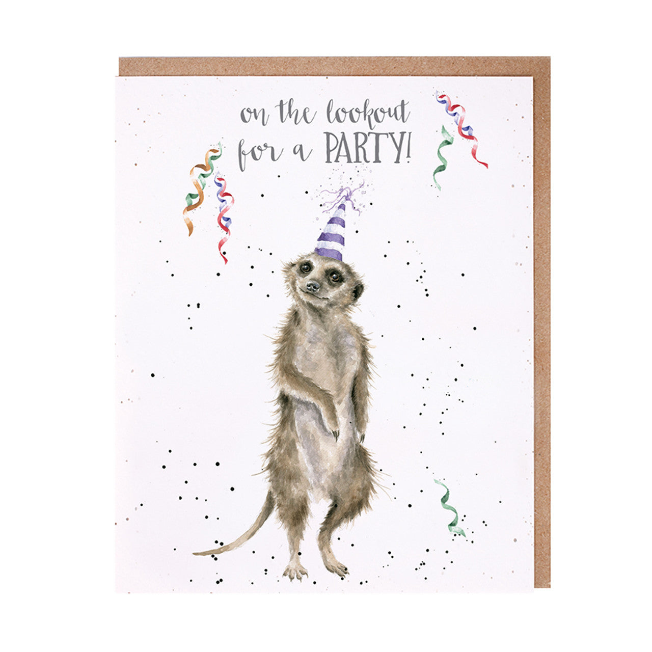 Wrendale Designs Card - On The Lookout for a Party! (Meerkat)