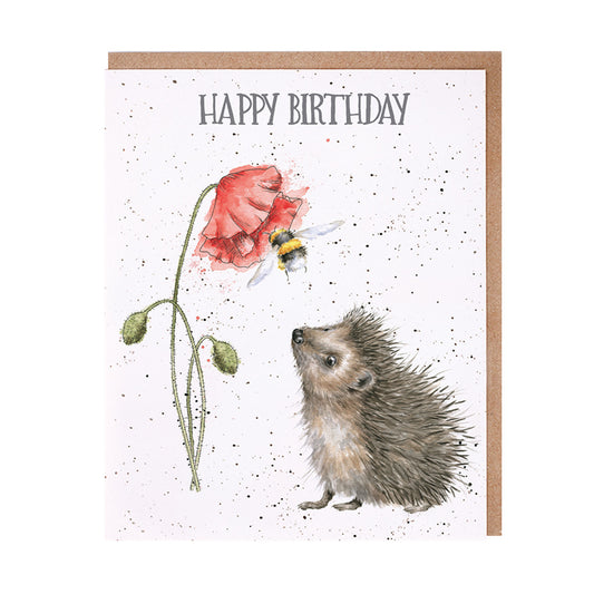Wrendale Designs Card - Happy Birthday (Hedgehog & Bee)