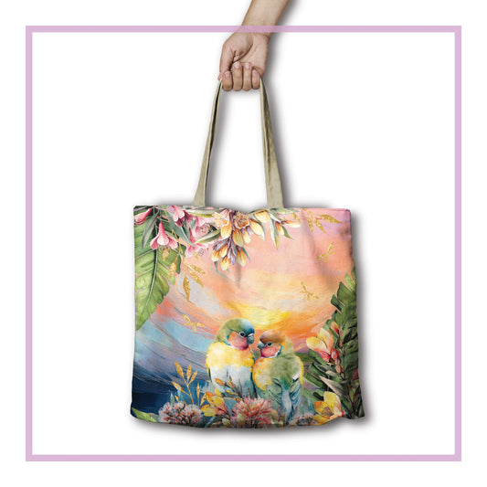Reusable Shopping Bag - Sunset Lovebirds