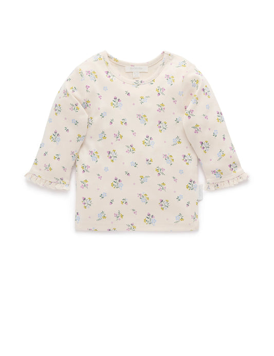 Strawberry Floral Pointelle Rib Layering Top