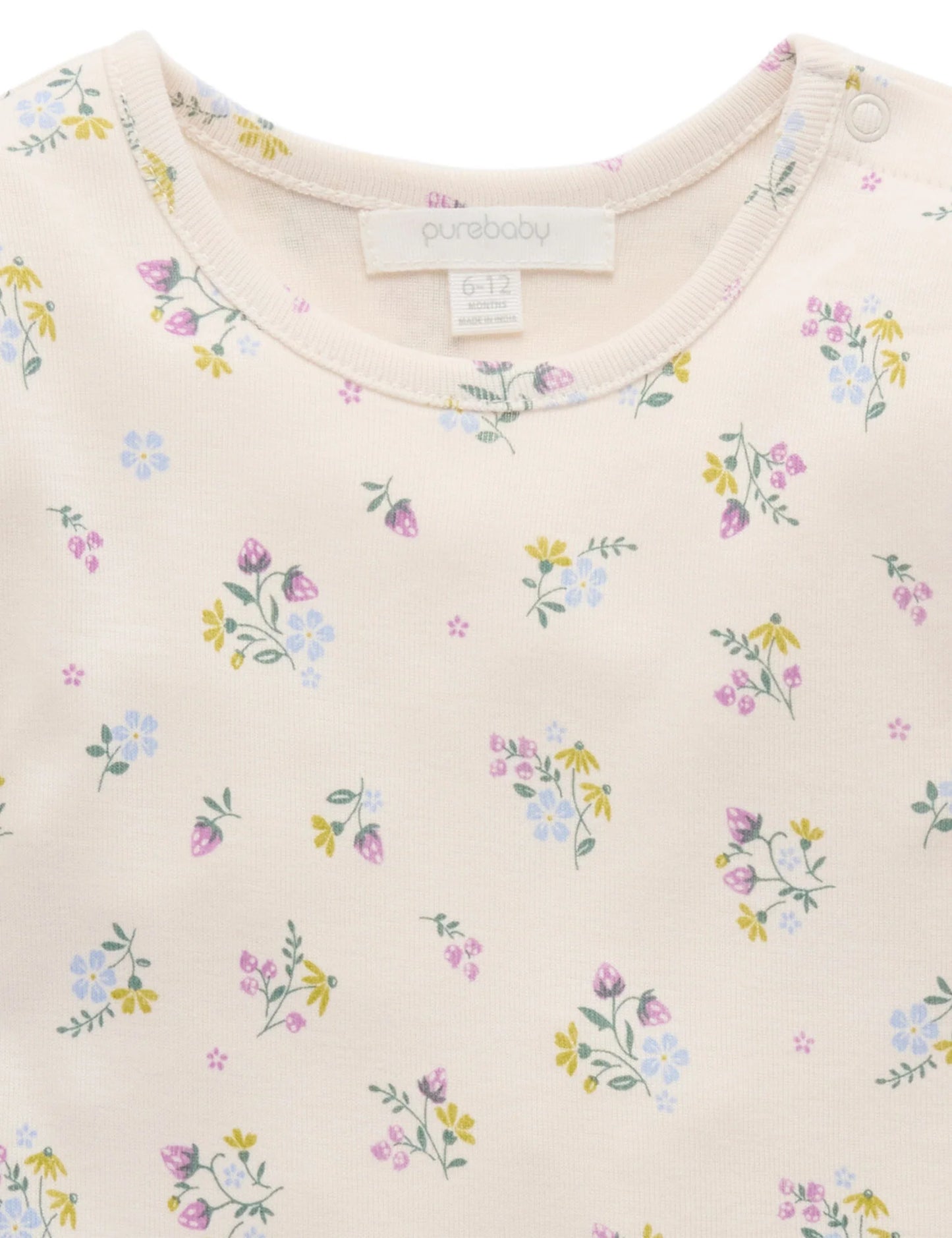 Strawberry Floral Pointelle Rib Layering Top