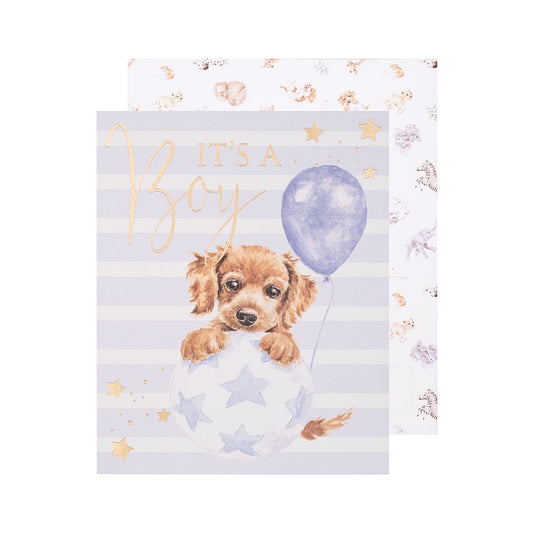Wrendale Designs Card - It’s A Boy (Bouncing Puppy)