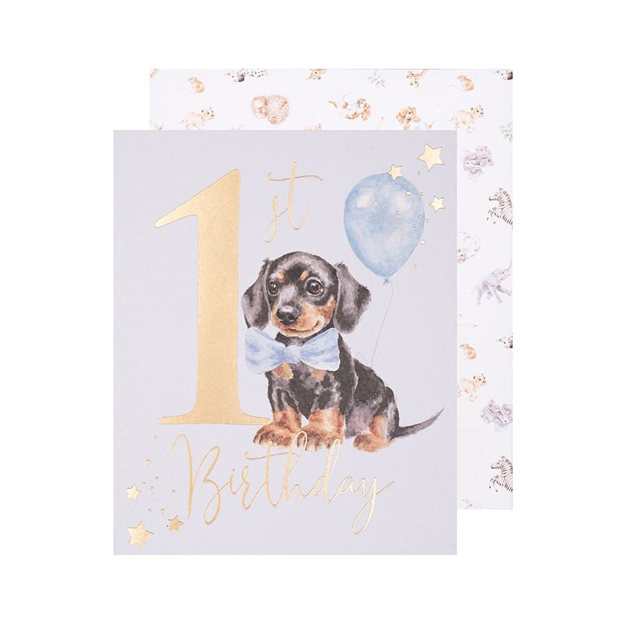 Wrendale Designs Card - 1st Birthday (Pawsome Dachshund)