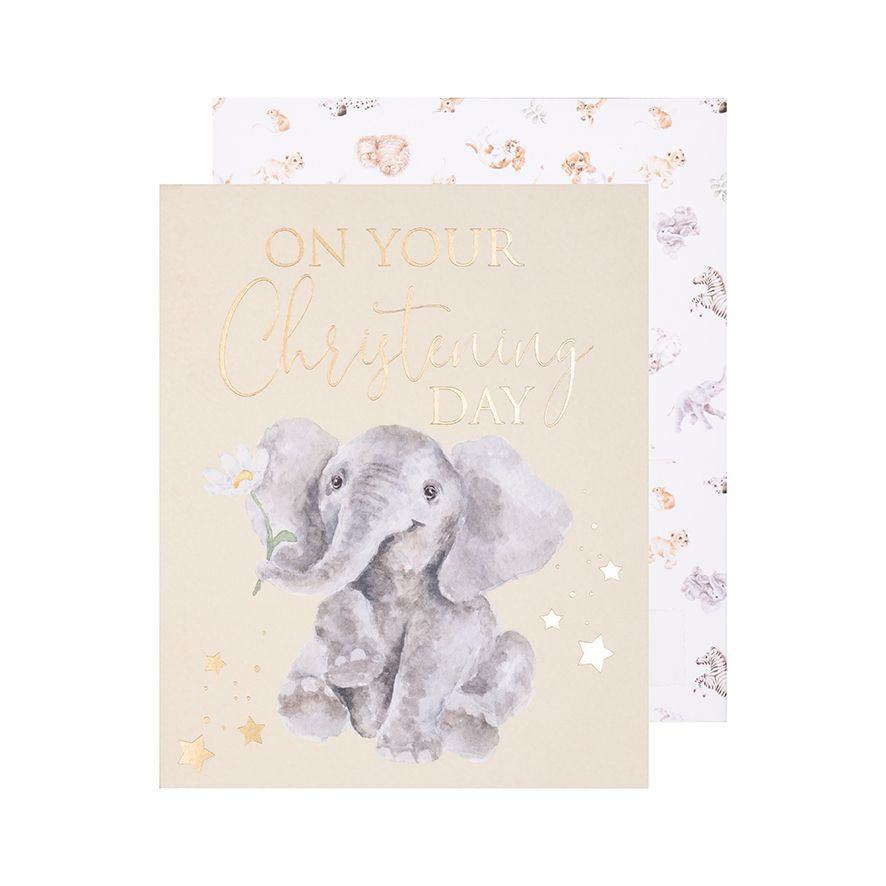 Wrendale Designs Card - On Your Christening Day (Elephant)